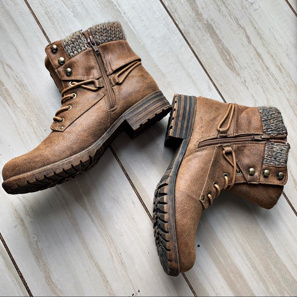 Brown Camel Combat Boots